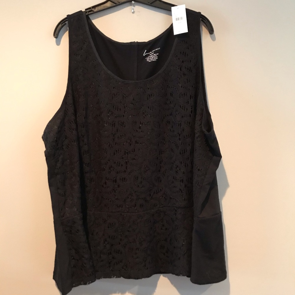 Lane Bryant Lace Front Zip Back Peplum Tank 3X